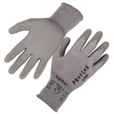 PROFLEX BY ERGODYNE ANSI A2 PU Coated CR Gloves, Gray, Size S 7024